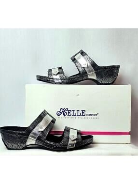 Helle Comfort Women's Abril Black Wedges Size 40/9-9.5